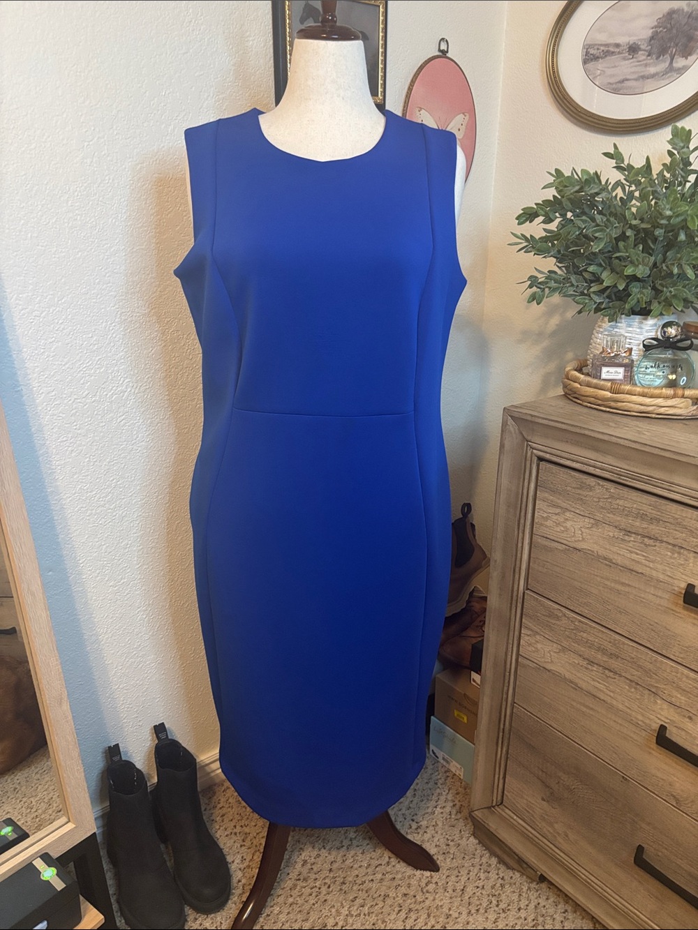 Calvin Klein Classic Royal Blue Sleeveless Sheath Dress- Size 16W